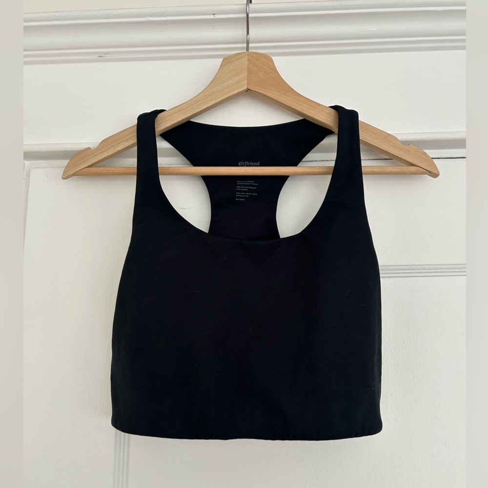 Girlfriend Collective Black Racerback Sports Bra, Size M